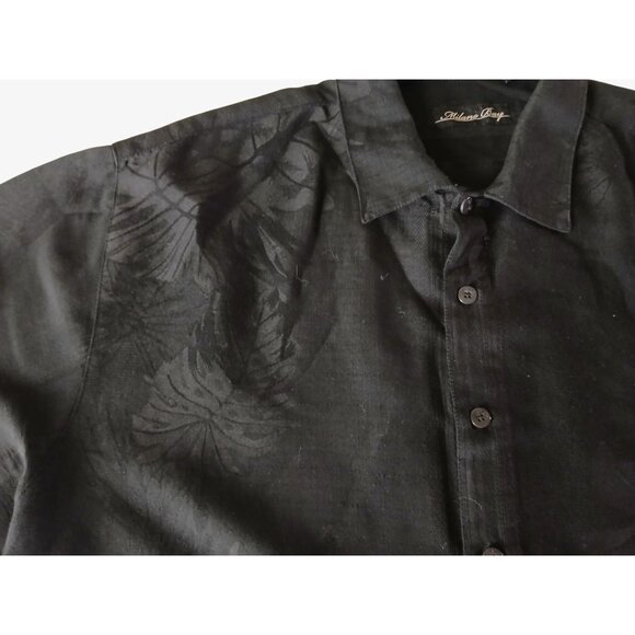 Milano Bay Black Jacquard Palm Island Hawaiian Button Up Shirt Size XXL Rayon - Picture 8 of 12